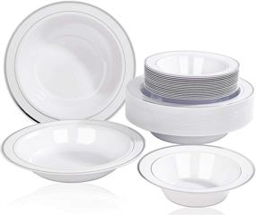 img 4 attached to Nervure 50PCS Silver Plastic Bowls - 12oz Disposable Bowls (25pcs) & 6.5oz Dessert/Salad Bowls (25pcs) - Ideal for Party, Wedding, and Holiday Supplies