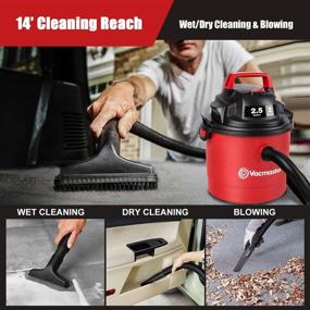 img 3 attached to 🧹 Vacmaster Red Edition VOM205P 1101 Portable Wet-Dry Shop Vacuum | 2.5 Gallon | 2 Peak HP | 1-1/4 inch Hose