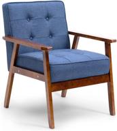 strongbird wood accent chair: stylish mid-century modern furniture in dark blue for living, waiting room, bedroom логотип