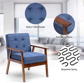 img 2 attached to Strongbird Wood Accent Chair: Stylish Mid-Century Modern Furniture in Dark Blue for Living, Waiting Room, Bedroom