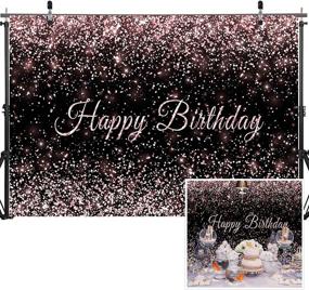 img 4 attached to 🎉 Haboke 7x5ft Durable Fabric Happy Birthday Backdrop - Pink and Black with Shiny Gold Dot Glamour Sparkle for Sweet 16 Party - Banner Decor Supplies Photo Props - Ideal Photography Background for Women and Girls