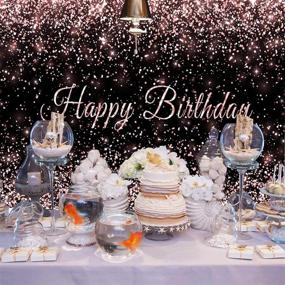 img 1 attached to 🎉 Haboke 7x5ft Durable Fabric Happy Birthday Backdrop - Pink and Black with Shiny Gold Dot Glamour Sparkle for Sweet 16 Party - Banner Decor Supplies Photo Props - Ideal Photography Background for Women and Girls