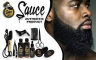 🧔 complete beard grooming kit: straightener, 12 items, ideal line-up tool, beard wash, oil, balm - perfect gift for men, authentic product by sauce logo