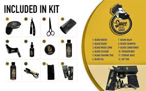 img 2 attached to 🧔 Complete Beard Grooming Kit: Straightener, 12 Items, Ideal Line-Up Tool, Beard Wash, Oil, Balm - Perfect Gift for Men, Authentic Product by Sauce