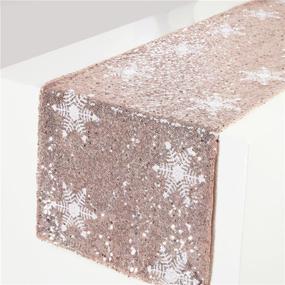 img 2 attached to 🎄 Trlyc Christmas Snowflake Rose Gold Sequin Table Runner - Elegant 12x72 Decorative Piece