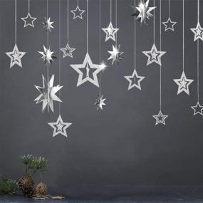 img 4 attached to Shimmering Glitter Star Garlands: Stunning 3D Decorations for Party Supplies, Engagements, Weddings, Birthdays, and more!