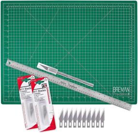 img 4 attached to 🔪 WA Portman Craft Cutting Mat Set - 18x24 Inch Self Healing Mat - Precision Craft Knife - 10 Extra Blades - 24 Inch Stainless Steel Ruler