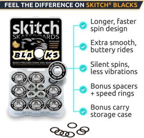 img 3 attached to 🛹 SKITCH Pro Skateboard Bearings - High-Precision Fast Spin ABEC 9 Chrome Steel Kit for Longboards, Skateboards, Scooters, and Roller Skates + Spacers, Washers, BONUS Carry Case (8-Pack, Black)