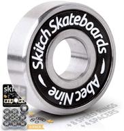 🛹 skitch pro skateboard bearings - high-precision fast spin abec 9 chrome steel kit for longboards, skateboards, scooters, and roller skates + spacers, washers, bonus carry case (8-pack, black) logo