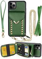 📱 zve iphone 11 pro wallet case with crossbody strap and card slot - dark green logo