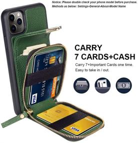 img 2 attached to 📱 ZVE iPhone 11 Pro Wallet Case with Crossbody Strap and Card Slot - Dark Green