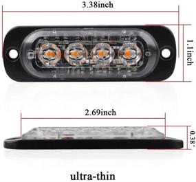 img 3 attached to KaiDengZhe 4pcs 4LED Amber Ultra Thin Sync Car Truck Mount Surface Caution Emergency Beacon Hazard Flash Warning Strobe Light Bar 12-24V - High-performance Visual Safety Aid