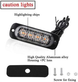 img 2 attached to KaiDengZhe 4pcs 4LED Amber Ultra Thin Sync Car Truck Mount Surface Caution Emergency Beacon Hazard Flash Warning Strobe Light Bar 12-24V - High-performance Visual Safety Aid