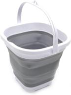 🪣 sammart 2.6l collapsible plastic bucket - portable fishing water pail - space saving outdoor waterpot (1, grey) logo