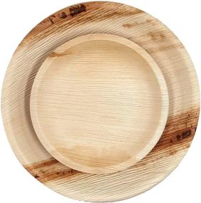 img 1 attached to 🌿 Dtocs Palm Leaf Plate Combo - Round 10 Inch Dinner (25), 7 Inch Dessert (25) - Eco-friendly, Compostable, Biodegradable Disposable Plates for Wedding, Camping, Parties - Wooden, Bamboo Look