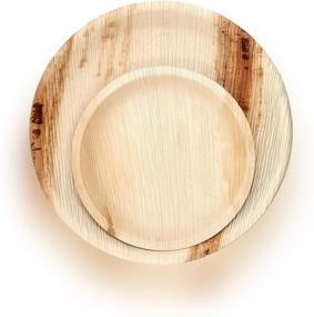 img 2 attached to 🌿 Dtocs Palm Leaf Plate Combo - Round 10 Inch Dinner (25), 7 Inch Dessert (25) - Eco-friendly, Compostable, Biodegradable Disposable Plates for Wedding, Camping, Parties - Wooden, Bamboo Look