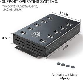 img 1 attached to 🔌 BrovSS: 10 Port USB 2.0 Powered Hub - High Capacity USB Extension Splitter with 12V 5A 60W Power Adapter. Seamlessly Connect up to 10 Electronics and USB Peripherals. (Black)