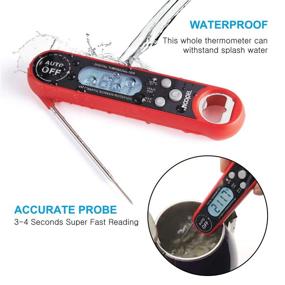 img 1 attached to 🌡️ NOOPEL Digital Instant Read BBQ Thermometer: Waterproof, Calibration, Backlit Light – For Food Cooking, Candy, Grill, Smokers, Barbecue, Baking, Turkey (Red)