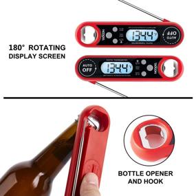 img 3 attached to 🌡️ NOOPEL Digital Instant Read BBQ Thermometer: Waterproof, Calibration, Backlit Light – For Food Cooking, Candy, Grill, Smokers, Barbecue, Baking, Turkey (Red)