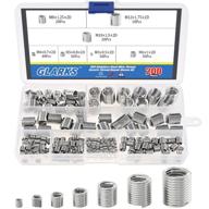 glarks 200pcs wire insert screws sleeve assortment kit - premium 304 stainless steel metric m3 m4 m5 m6 m8 m10 m12 helical thread coiled sleeve for automotive repairs logo