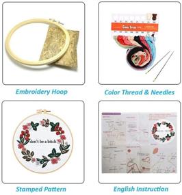 img 3 attached to 🌸 Beginner Flower Wreath Embroidery Kit | Full Range Cross Stitch with Stamped Pattern | DIY Embroidery Starter Kits by Louise Maelys