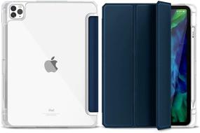 img 4 attached to 📱 Hoidokly Slim Clear Folio Magnetic Case for iPad Pro 11 3rd Gen (2021/2020/2018) - With Tri-fold Stand, Pencil Holder, Auto Wake/Sleep, Hard Back Shell - Navy Blue - Supports 2nd Pencil Charging