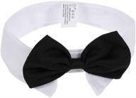 🐶 ueetek dog bow tie collar - stylish black and white necktie for small dogs and cats логотип