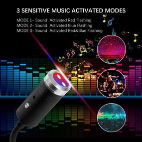 img 1 attached to USB Star Light Sound Activated, with 3 Colors + 9 Modes, Aevdor Car Ceiling Interior Light, Romantic USB Night Light Decorations for Home Car Room Party Ceiling, Plug and Play (Red & Blue)