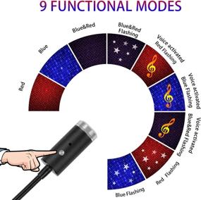 img 2 attached to USB Star Light Sound Activated, with 3 Colors + 9 Modes, Aevdor Car Ceiling Interior Light, Romantic USB Night Light Decorations for Home Car Room Party Ceiling, Plug and Play (Red & Blue)