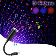 usb star light sound activated, with 3 colors + 9 modes, aevdor car ceiling interior light, romantic usb night light decorations for home car room party ceiling, plug and play (red & blue) логотип