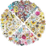 🦋 molshine 200pcs vinyl waterproof stickers: colorful butterfly, bee, sunflower, and flower decals for diy, decoration, and personalization of planner, laptops, skateboards, luggage, guitar, bumpers, bicycles, books, and water bottles logo