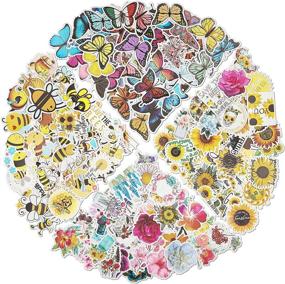 img 4 attached to 🦋 Molshine 200Pcs Vinyl Waterproof Stickers: Colorful Butterfly, Bee, Sunflower, and Flower Decals for DIY, Decoration, and Personalization of Planner, Laptops, Skateboards, Luggage, Guitar, Bumpers, Bicycles, Books, and Water Bottles