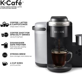 img 3 attached to ☕ Keurig K-Cafe Одноразовый кофеварочный аппарат с молочным вспенивателем, возможностью приготовления кофейного эспрессо, темно-угольной расцветкой - совместим с всеми капсулами Keurig K-Cup, кофейной машиной для латте и капучино, безопасным для посудомоечной машины.