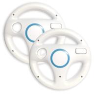 enhance your gaming experience with the old skool mario 🎮 kart racing wheel 2-pack - white for nintendo wii and wii u logo