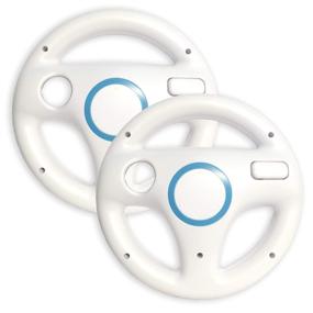 img 1 attached to Enhance Your Gaming Experience with the Old Skool Mario 🎮 Kart Racing Wheel 2-Pack - White for Nintendo Wii and Wii U