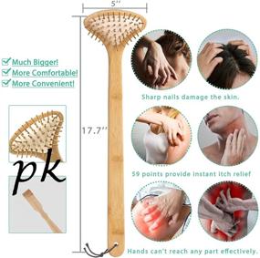 img 2 attached to Ultimate Itch Relief: Large Curved Bamboo Back Scratcher with 59 Points, Curved Handle & Air Cushion - Ideal Back Massager for Men, Women, and Adults