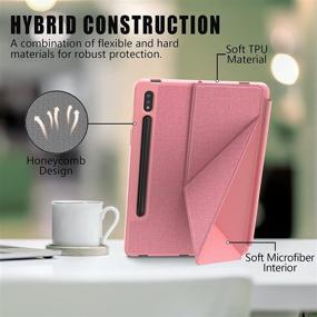 img 2 attached to 📱 Slim Folding Stand Case for Samsung Galaxy Tab S7 11 inch 2020: Multi-Viewing Angles, Soft TPU Back Cover, Pencil Holder (Pink) - Compatible with SM-T870/T875 Tablet