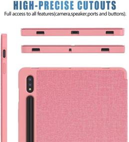 img 3 attached to 📱 Slim Folding Stand Case for Samsung Galaxy Tab S7 11 inch 2020: Multi-Viewing Angles, Soft TPU Back Cover, Pencil Holder (Pink) - Compatible with SM-T870/T875 Tablet