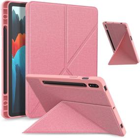 img 4 attached to 📱 Slim Folding Stand Case for Samsung Galaxy Tab S7 11 inch 2020: Multi-Viewing Angles, Soft TPU Back Cover, Pencil Holder (Pink) - Compatible with SM-T870/T875 Tablet