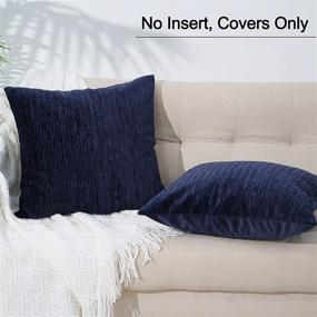 img 2 attached to PHF Velvet Wrinkled Euro Sham: 2-Pack Navy Blue Euro Throw Pillow Covers for Bed, Couch, Sofa – Super Soft & Cozy European Decor, No Filling