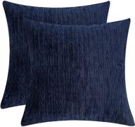 phf velvet wrinkled euro sham: 2-pack navy blue euro throw pillow covers for bed, couch, sofa – super soft & cozy european decor, no filling логотип