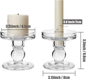 img 3 attached to 🕯️ Yeeco Glass Pillar Candle Holder Set: Elegant Clear Candlestick Centerpieces for Table Decor, Weddings, and Parties