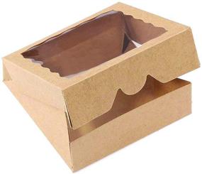img 4 attached to ONE MORE 9inch Brown Bakery Pie Boxes: Large Kraft Cookie Boxes with PVC Window - Natural Disposable Box 9x9x2.5inch (Pack of 12)