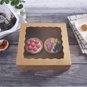 img 2 attached to ONE MORE 9inch Brown Bakery Pie Boxes: Large Kraft Cookie Boxes with PVC Window - Natural Disposable Box 9x9x2.5inch (Pack of 12)