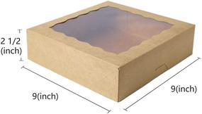 img 3 attached to ONE MORE 9inch Brown Bakery Pie Boxes: Large Kraft Cookie Boxes with PVC Window - Natural Disposable Box 9x9x2.5inch (Pack of 12)