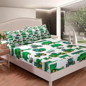 img 4 attached to 🏗️ Kids Excavator Car Fitted Sheet - Cartoon Construction Truck Twin Size Bedding Set