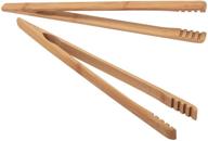 🥢 premium bamboo toast tongs: 10.2 inches long with anti-slip design - oil coated cooking tongs for eco-friendly cooking logo