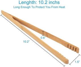 img 3 attached to 🥢 Premium Bamboo Toast Tongs: 10.2 Inches Long with Anti-Slip Design - Oil Coated Cooking Tongs for Eco-Friendly Cooking