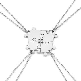 img 1 attached to Charm.L Grace 4 Piece Best Friend Necklace Keychain Set - Friendship Puzzle Pendant Charms