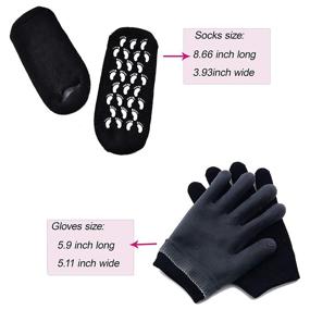img 1 attached to Makhry 4pcs Moisturizing Spa Gloves and Gel Heel Socks for Cracked Feet and Hands (Black)
